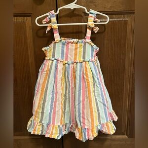 EttaVee Toddler Girls Ruffle Colorful Striped Summer Sundress, Multicolored, 2T